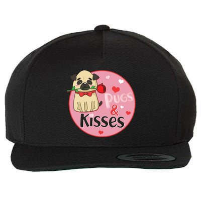 Valentine Pug And Kisses Wool Snapback Cap