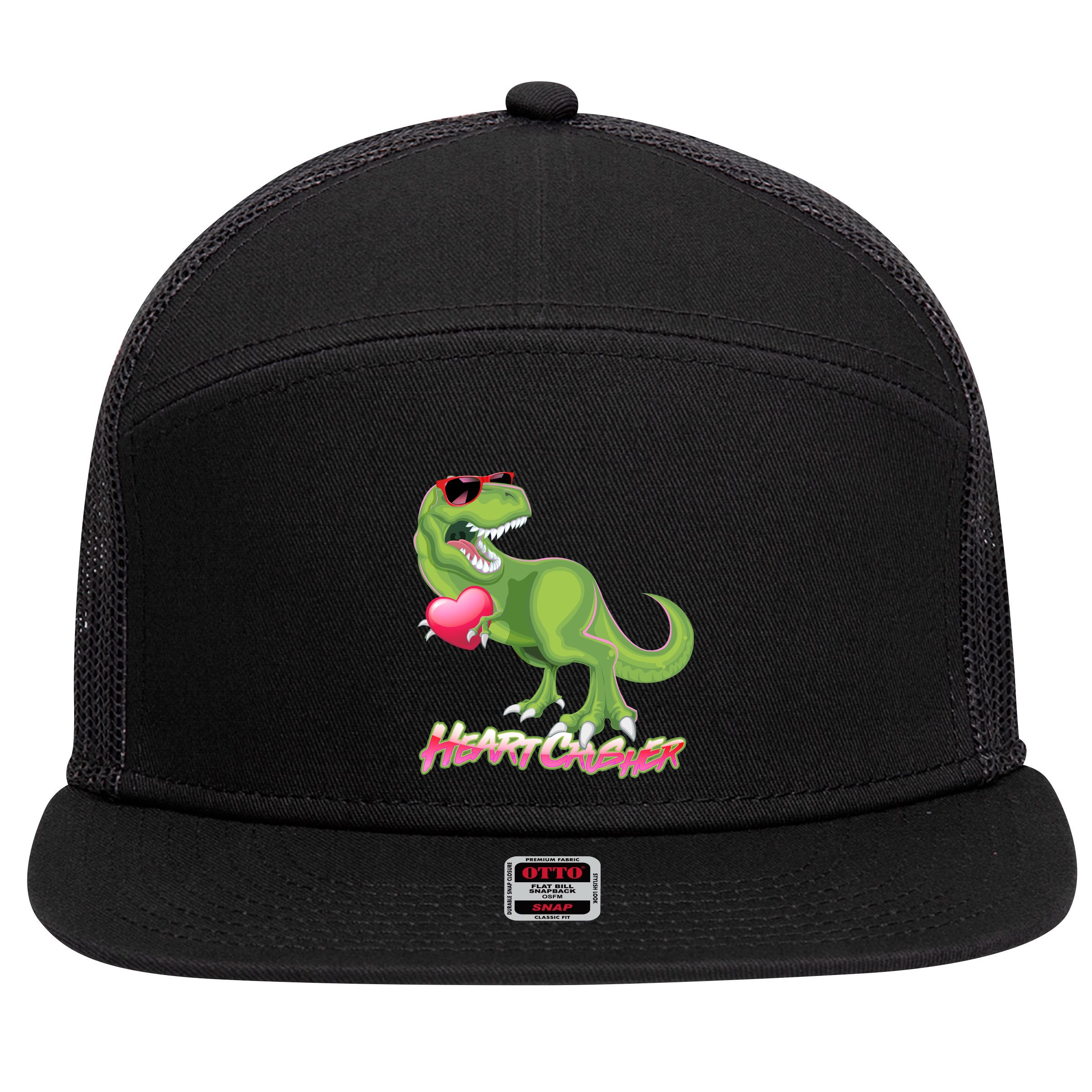 Valentine T-Rex Heart Crusher 7 Panel Mesh Trucker Snapback Hat