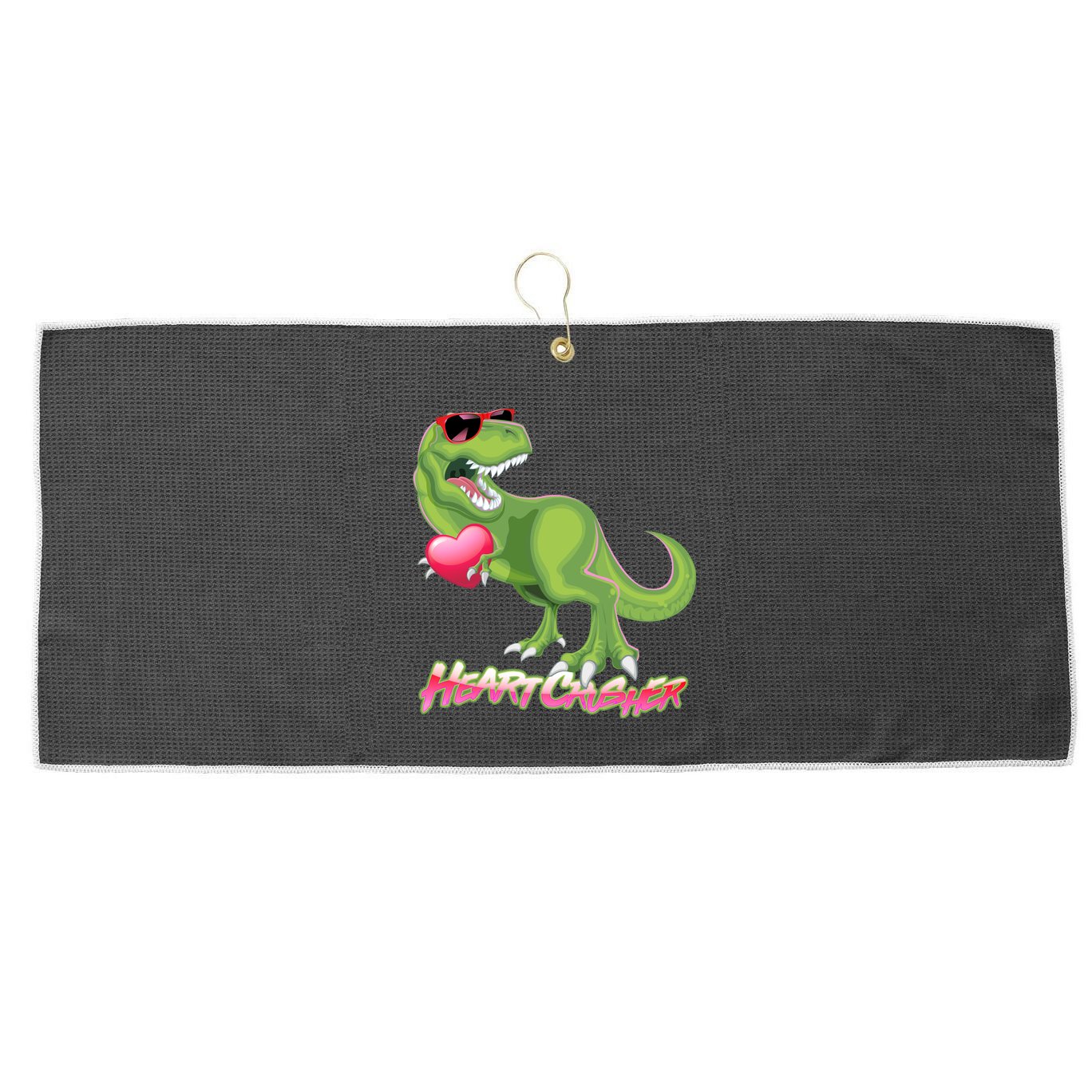 Valentine T-Rex Heart Crusher Large Microfiber Waffle Golf Towel