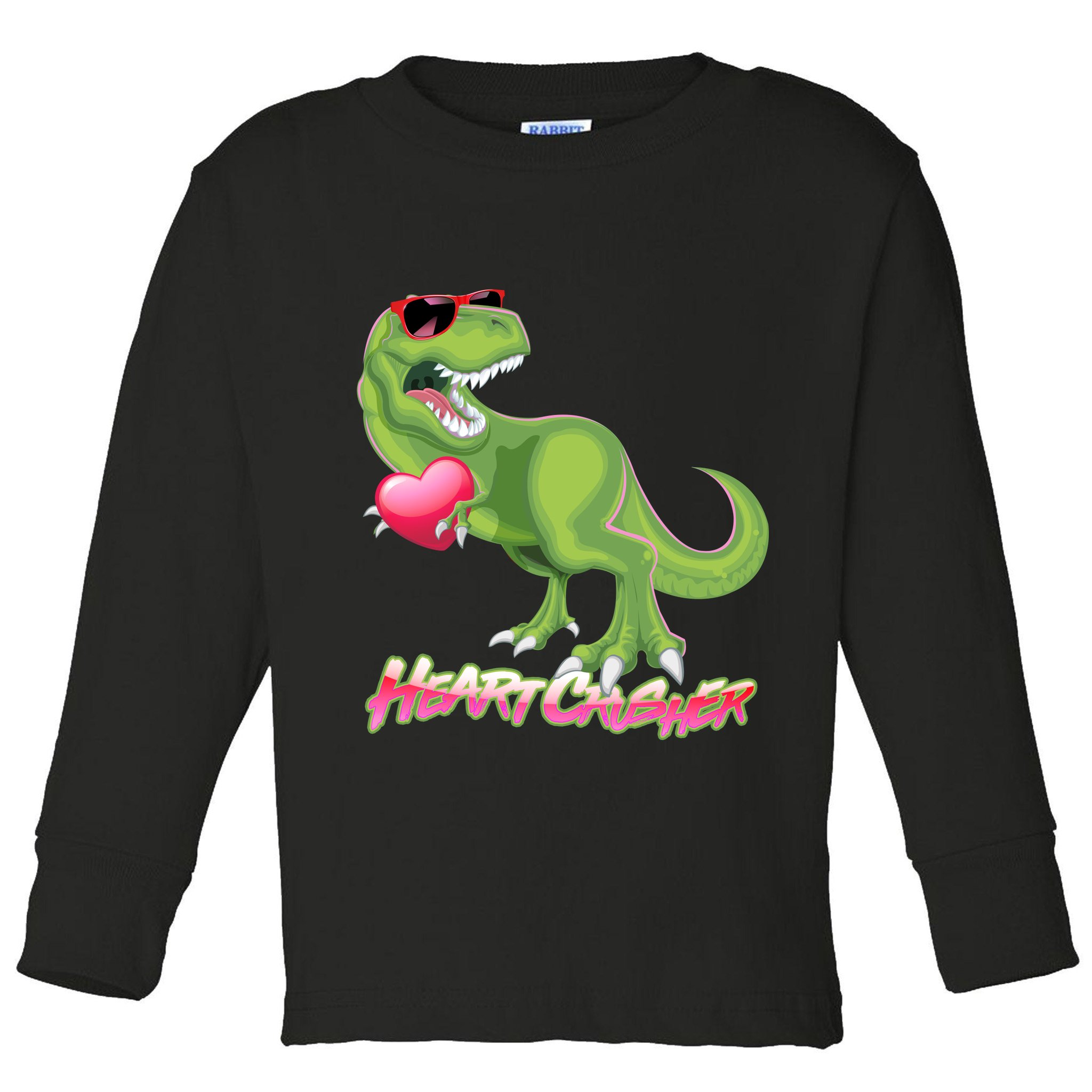 Valentine T-Rex Heart Crusher Toddler Long Sleeve Shirt