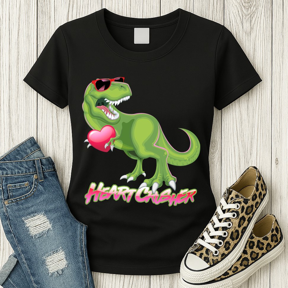 Valentine T-Rex Heart Crusher Womens T-Shirt