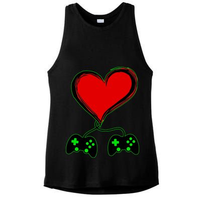 Valentine Video Game Controllers Heart Ladies PosiCharge Tri-Blend Wicking Tank