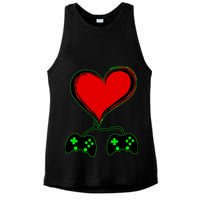 Valentine Video Game Controllers Heart Ladies PosiCharge Tri-Blend Wicking Tank