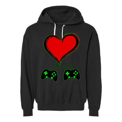 Valentine Video Game Controllers Heart Garment-Dyed Fleece Hoodie