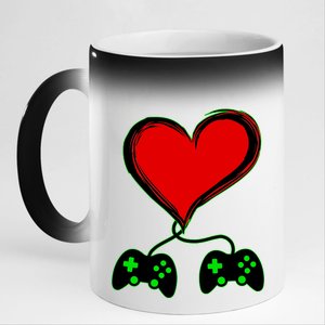 Valentine Video Game Controllers Heart 11oz Black Color Changing Mug