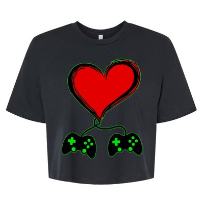 Valentine Video Game Controllers Heart Bella+Canvas Jersey Crop Tee