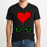 Valentine Video Game Controllers Heart V-Neck T-Shirt