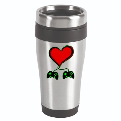 Valentine Video Game Controllers Heart 16oz Travel Tumbler