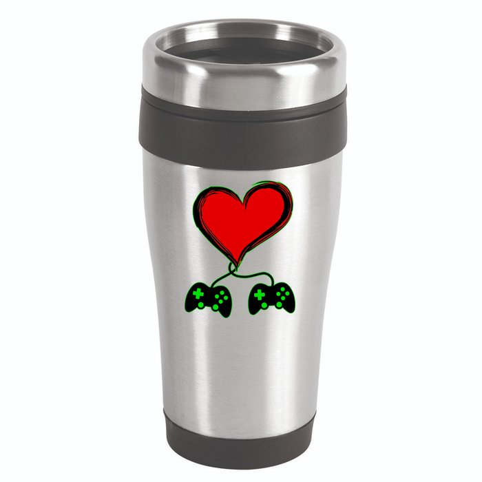 Valentine Video Game Controllers Heart 16oz Travel Tumbler
