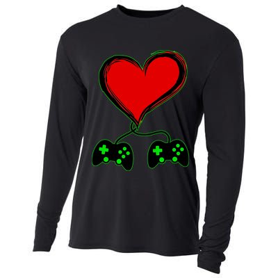 Valentine Video Game Controllers Heart Cooling Performance Long Sleeve Crew