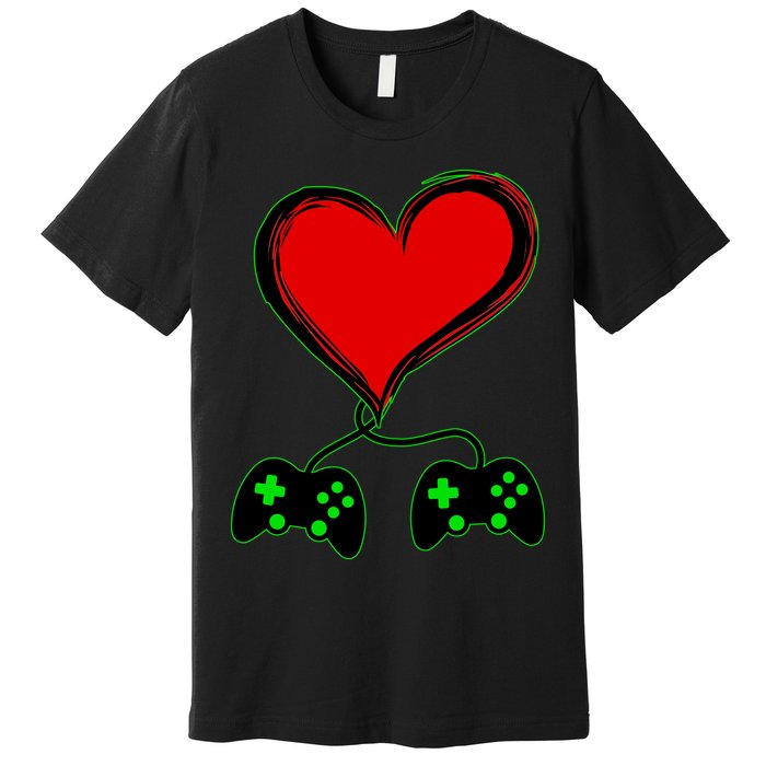 Valentine Video Game Controllers Heart Premium T-Shirt