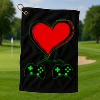 Valentine Video Game Controllers Heart Golf Towel