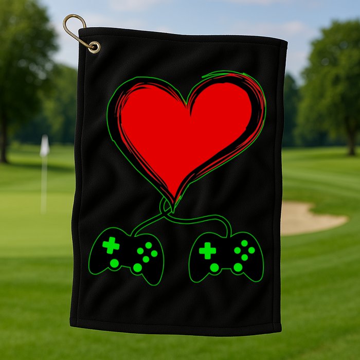 Valentine Video Game Controllers Heart Golf Towel