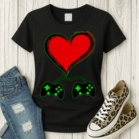 Valentine Video Game Controllers Heart Womens T-Shirt