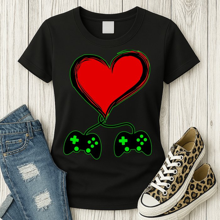 Valentine Video Game Controllers Heart Womens T-Shirt