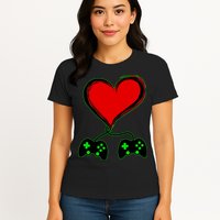 Valentine Video Game Controllers Heart Womens T-Shirt