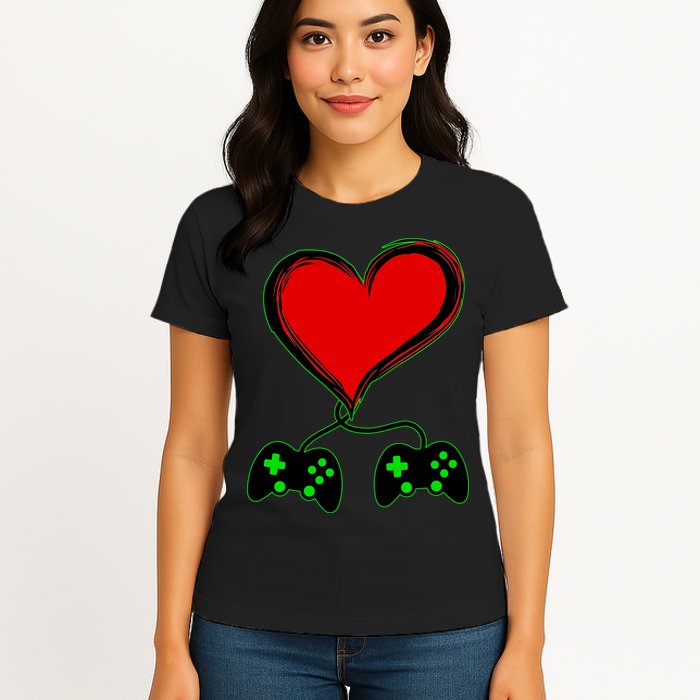 Valentine Video Game Controllers Heart Womens T-Shirt