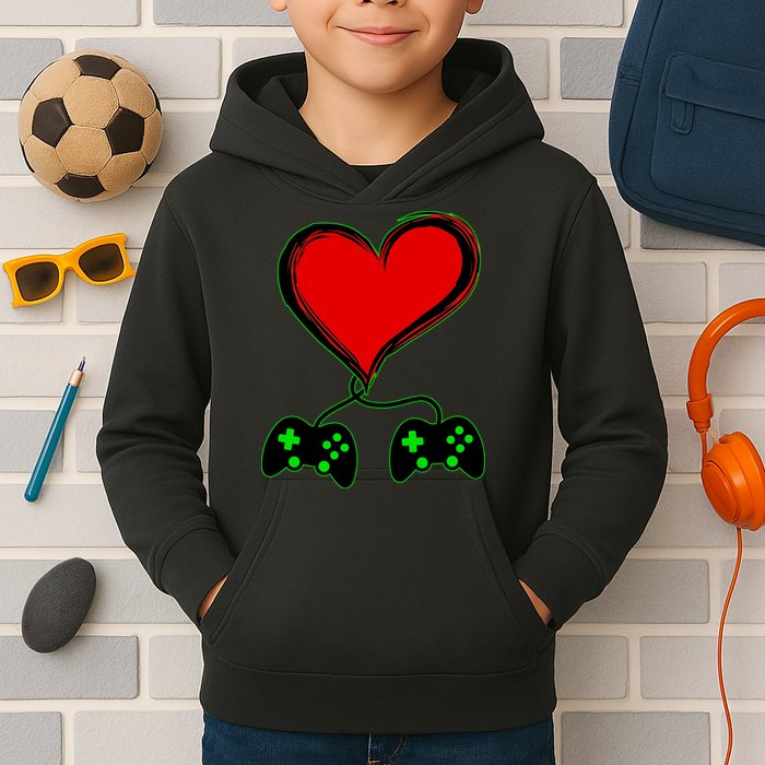 Valentine Video Game Controllers Heart Kids Hoodie
