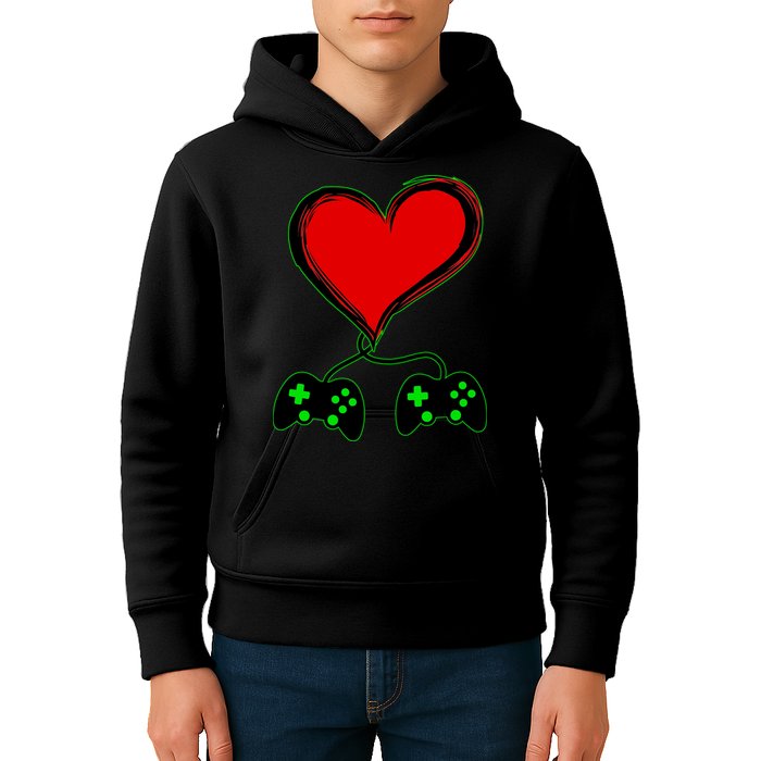 Valentine Video Game Controllers Heart Kids Hoodie