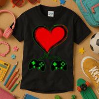 Valentine Video Game Controllers Heart Kids T-Shirt