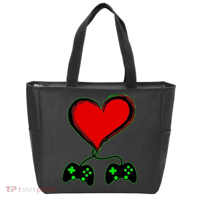 Valentine Video Game Controllers Heart Zip Tote Bag
