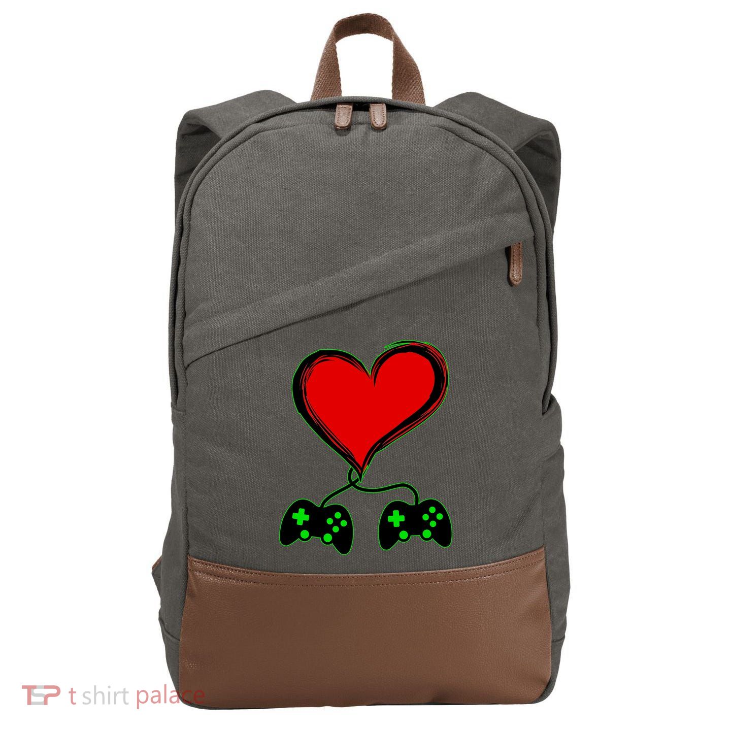Valentine Video Game Controllers Heart Cotton Canvas Backpack