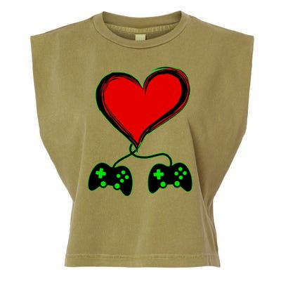 Valentine Video Game Controllers Heart Garment-Dyed Women's Muscle Tee