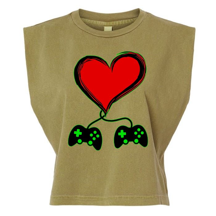 Valentine Video Game Controllers Heart Garment-Dyed Women's Muscle Tee