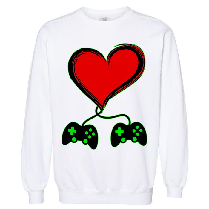 Valentine Video Game Controllers Heart Garment-Dyed Sweatshirt