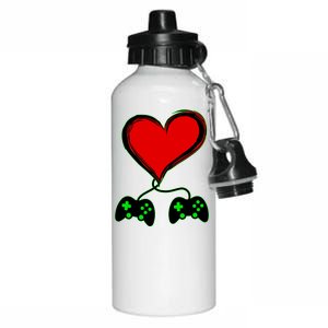 Valentine Video Game Controllers Heart Aluminum Water Bottle