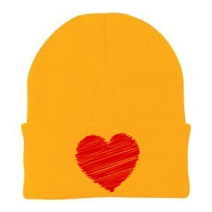 Valentines Classic Sketch Heart Knit Cap Winter Beanie