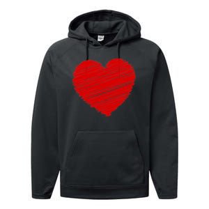 Valentines Classic Sketch Heart Performance Fleece Hoodie