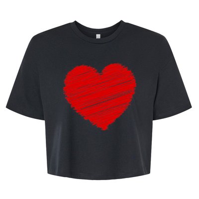 Valentines Classic Sketch Heart Bella+Canvas Jersey Crop Tee