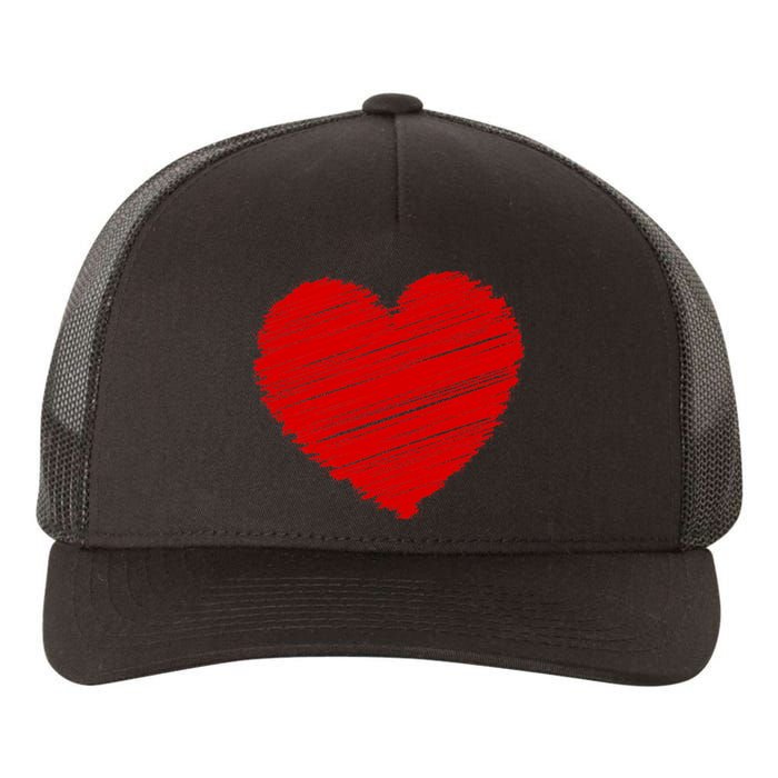 Valentines Classic Sketch Heart Yupoong Adult 5-Panel Trucker Hat