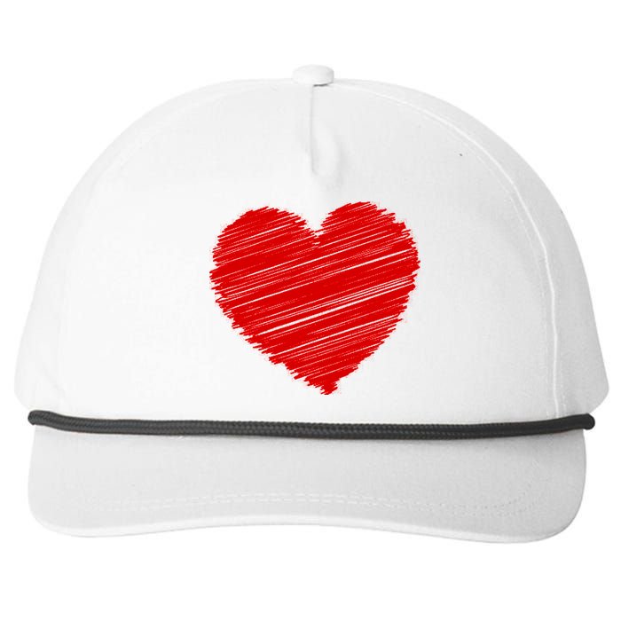 Valentines Classic Sketch Heart Snapback Five-Panel Rope Hat