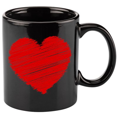 Valentines Classic Sketch Heart 11oz C Handle Ceramic Mug