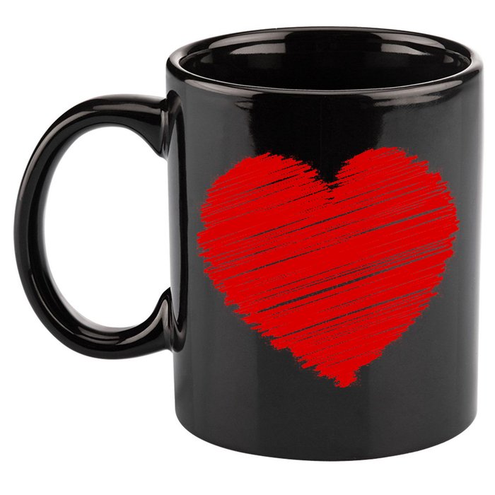 Valentines Classic Sketch Heart 11oz C Handle Ceramic Mug