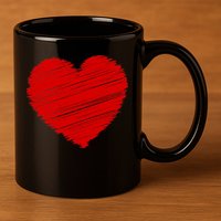 Valentines Classic Sketch Heart 11oz C Handle Ceramic Mug