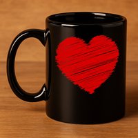 Valentines Classic Sketch Heart 11oz C Handle Ceramic Mug