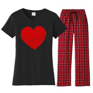 Valentines Classic Sketch Heart Women's Flannel Pajama Set