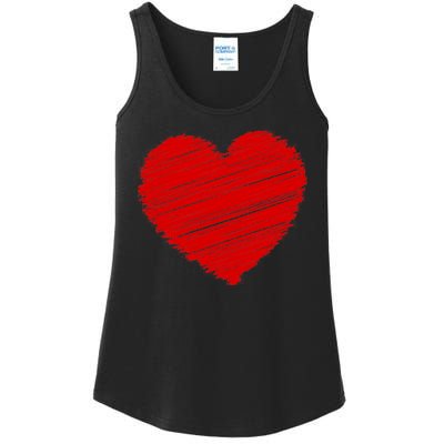 Valentines Classic Sketch Heart Ladies Essential Tank