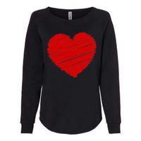 Valentines Classic Sketch Heart Womens California Wash Sweatshirt