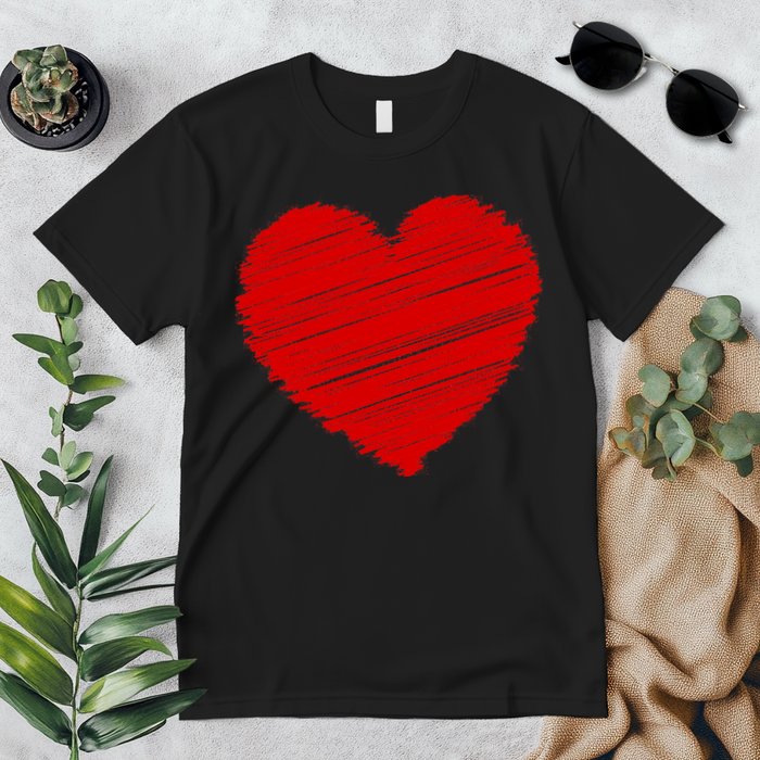 Valentines Classic Sketch Heart Premium T-Shirt
