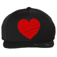 Valentines Classic Sketch Heart Wool Snapback Cap