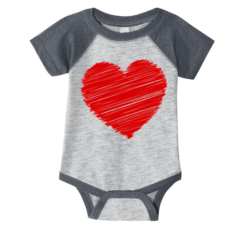 Valentines Classic Sketch Heart Infant Baby Jersey Bodysuit