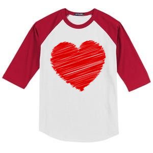 Valentines Classic Sketch Heart Kids Colorblock Raglan Jersey