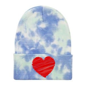 Valentines Classic Sketch Heart Tie Dye 12in Knit Beanie