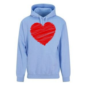 Valentines Classic Sketch Heart Unisex Surf Hoodie