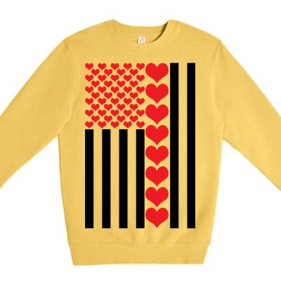 Valentines Day American Flag Premium Crewneck Sweatshirt