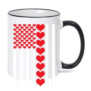 Valentines Day American Flag 11oz Black Color Changing Mug